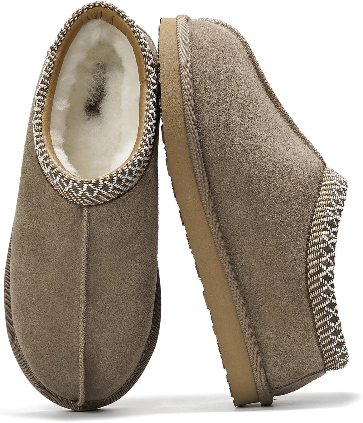 Project Cloud Mens Slippers with Genuine Leather & Shearling