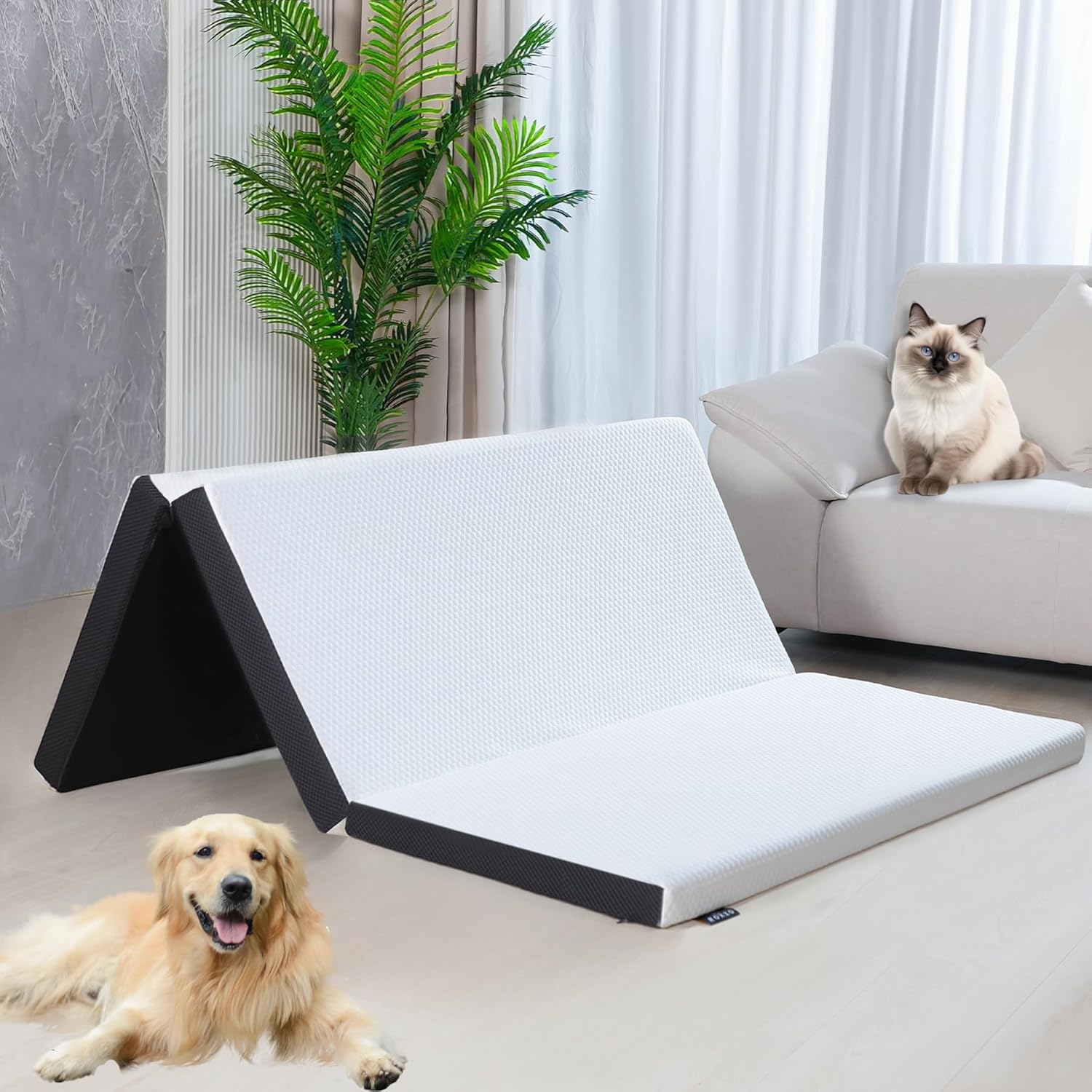 Tri Fold Memory Foam Mattress Topper for Camping and Guests