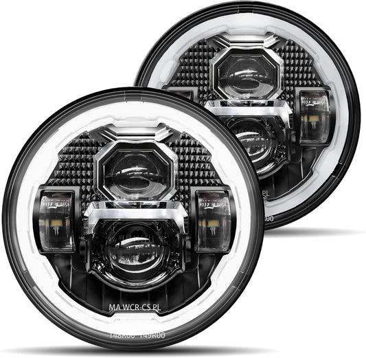 HWSTAR 7 Inch Halo Led Headlights for Jeep and More Vehicles