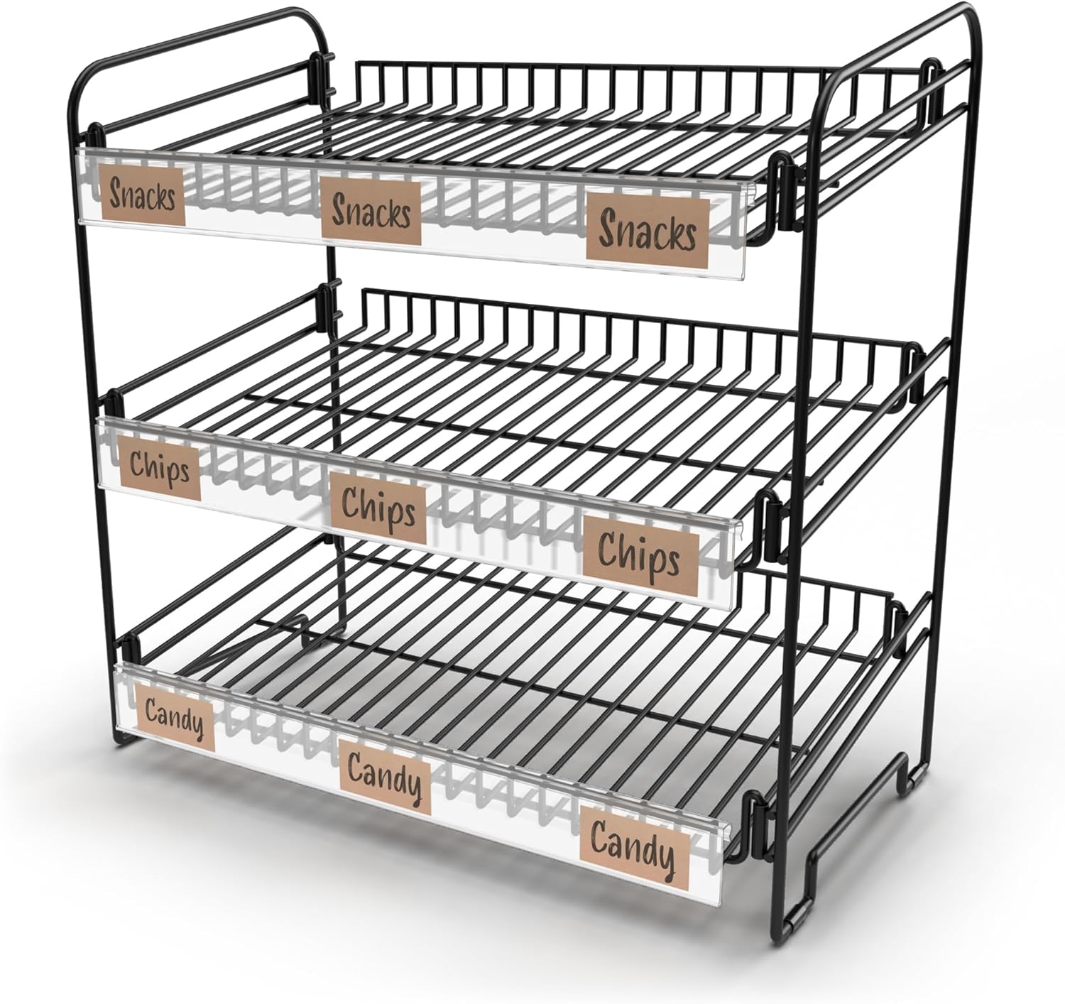 Black 3 Tier Candy Display Rack for Snack Vendors & Retail