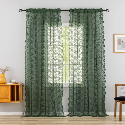 Olive Green Drapes 108 inches Long for Big Window Aesthetic