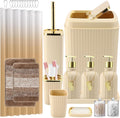 32PCS Bathroom Set with Shower Curtain and Rugs in Beige