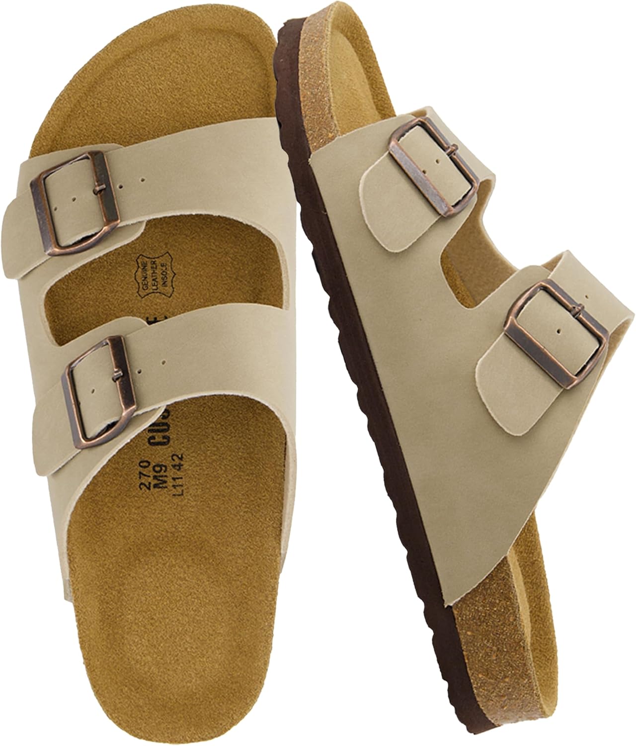 CUSHIONAIRE Lane Cork Footbed Mens Sandals for Summer Comfort