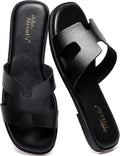 Women's H Band Microfiber Leather Flat Sandals - Memory Foam Comfort