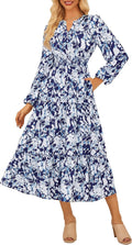 GRACE KARIN Women Floral Maxi Dress - Flowy V-Neck Boho Maxi