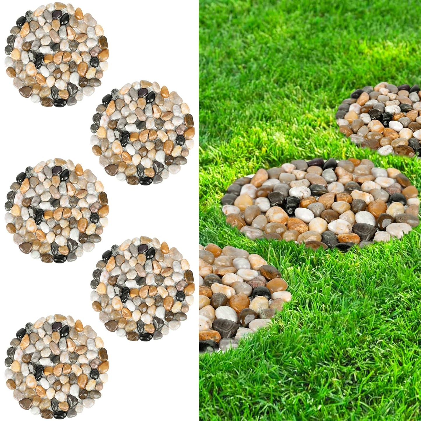 River Rock Stepping Stones for Garden Walkway - 10 inch Pavers