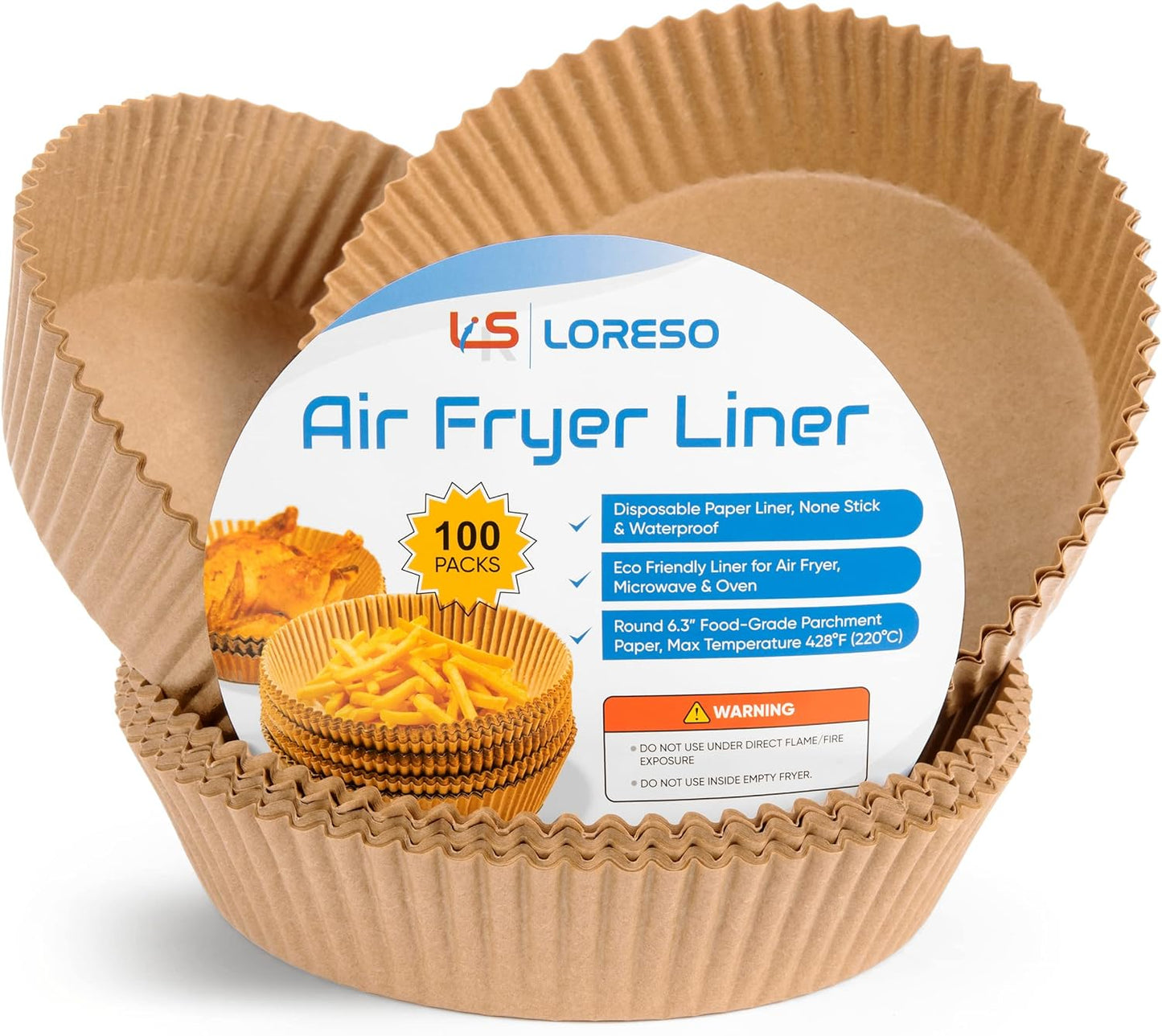 Non-Stick Air Fryer Liners - 6-7 Inch Round, 100ct