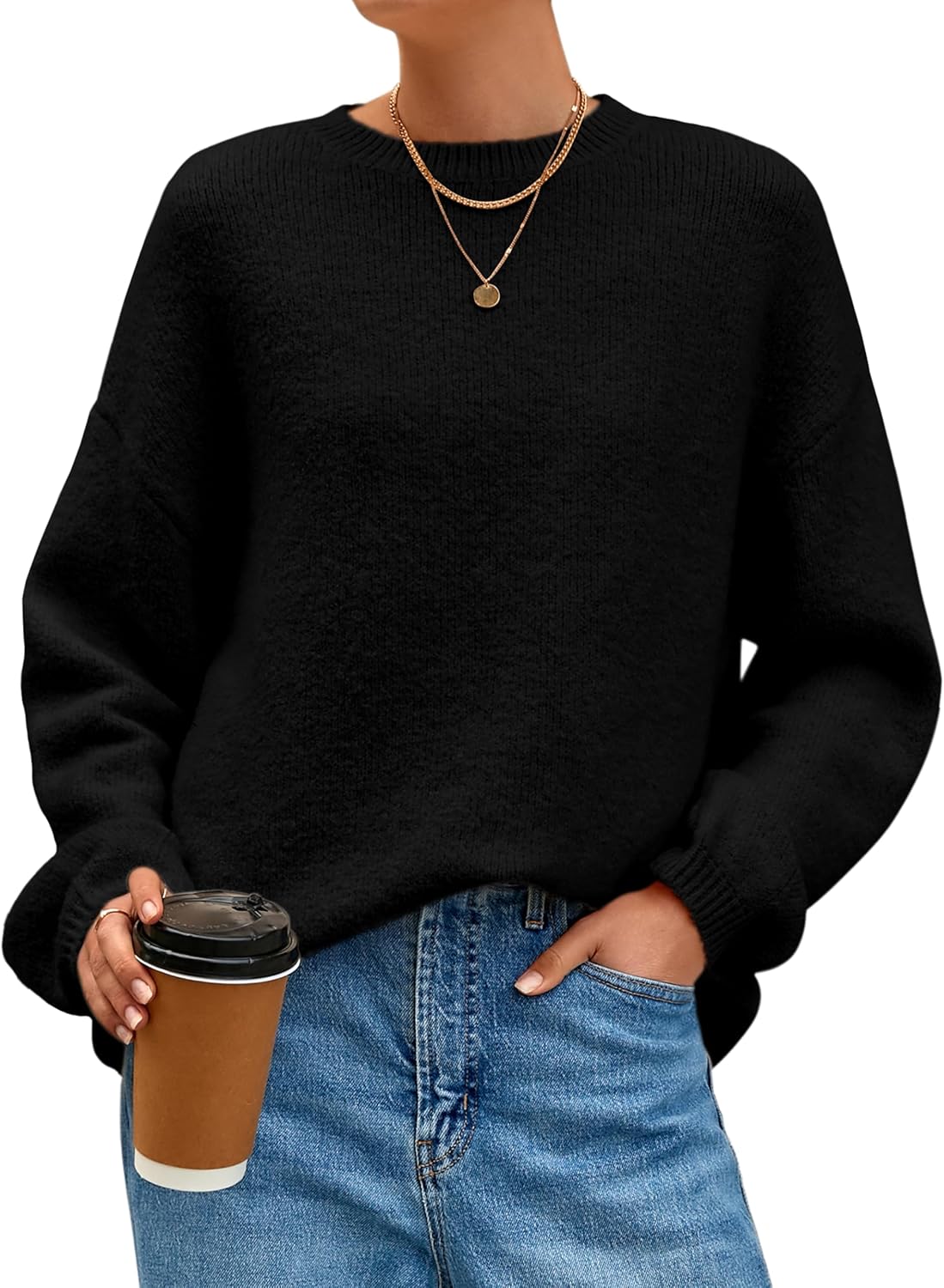 Oversized Sweaters for Women - Cozy Fuzzy Chunky Knitted Tops