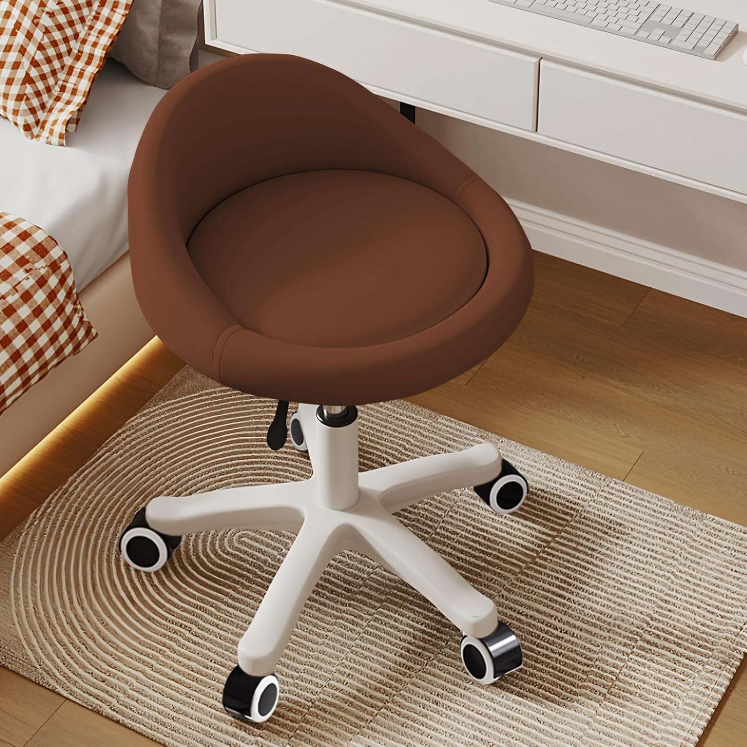 Ergonomic Rolling Stool with Adjustable Height and Swivel Seat