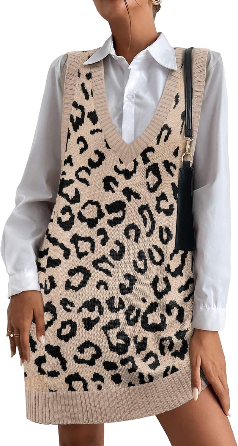 Oversized V Neck Sleeveless Knit Pullover Vest with Pockets