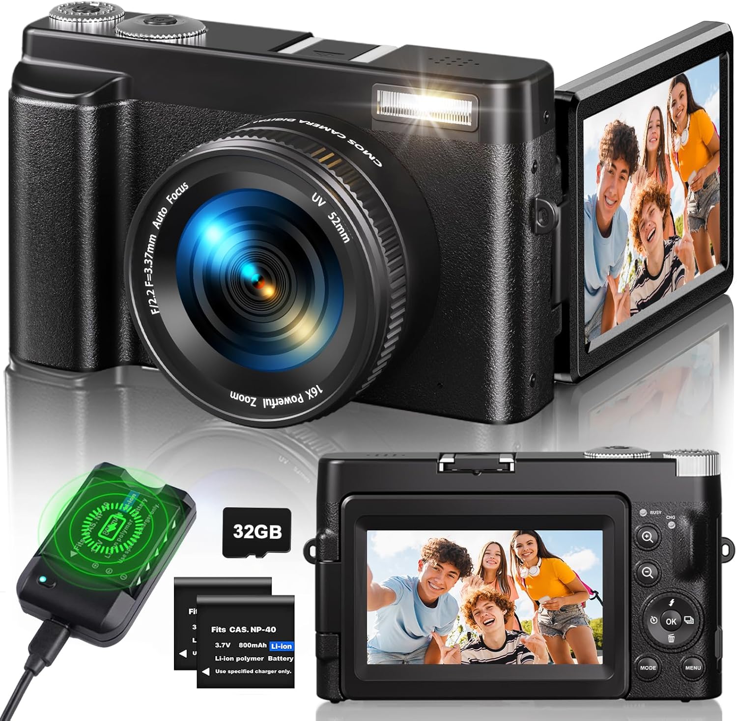 48MP 4K Vlogging Camera + Accessories Bundle by FlyFrost