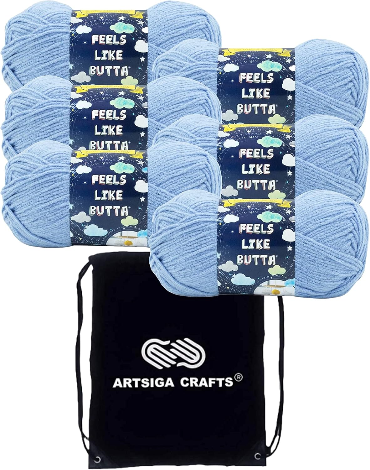 Lion Brand Feels Like Butta Periwinkle Yarn with Project Bag