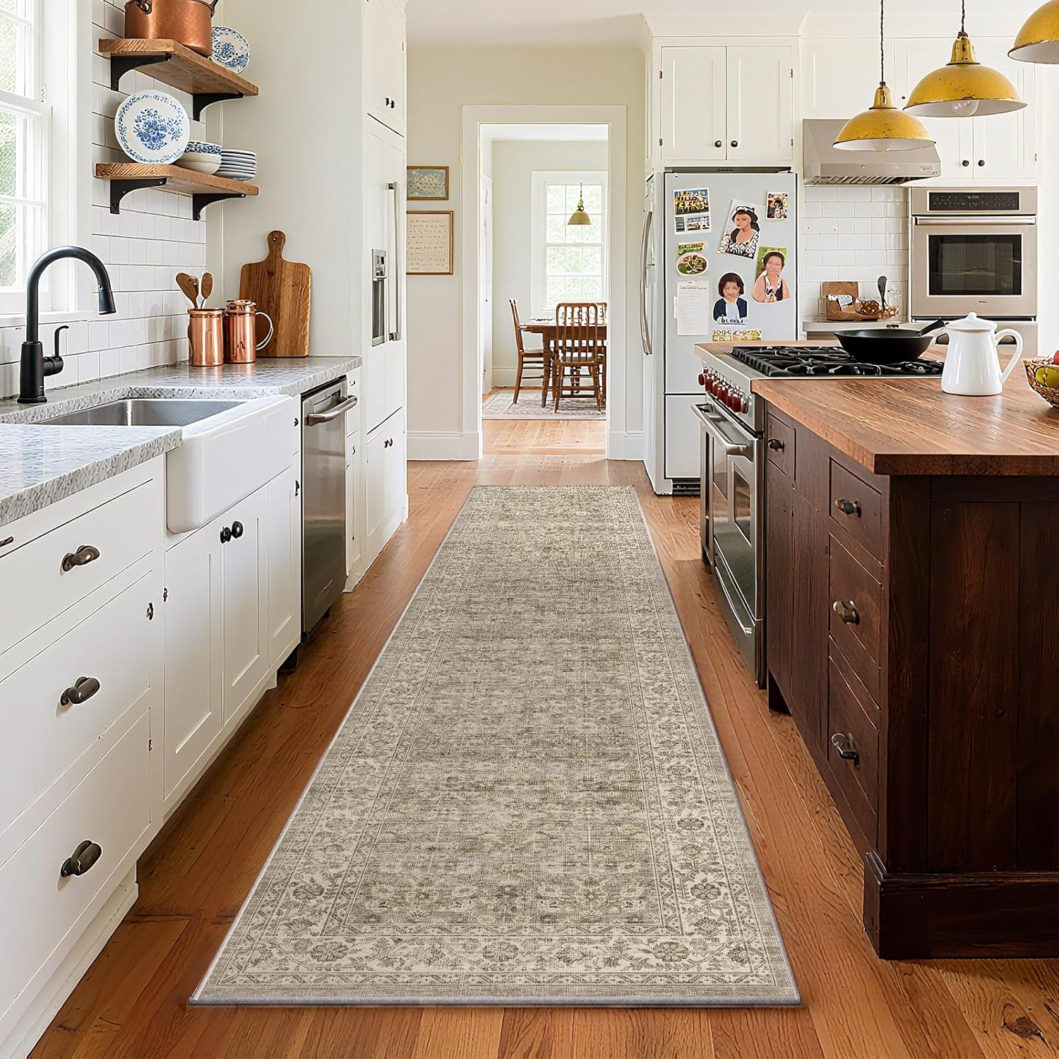Machine Washable Kitchen Runner Rugs for Hallways and Entryways