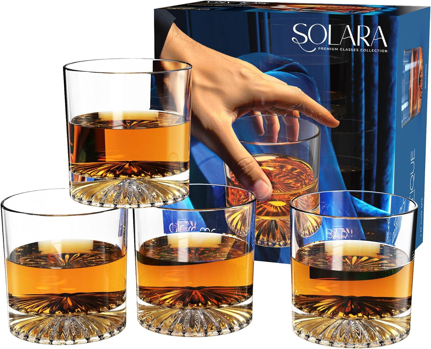 Premium Crystal Whiskey Glasses x4 - Elegant Drinkware for Men