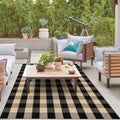 Buffalo Plaid Rug 5x7 Ft Indoor Outdoor - Washable Tan Black Check