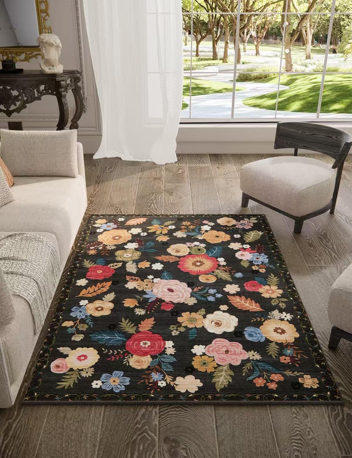 3x5 Boho Area Rugs for Bedroom: Soft Washable Floral Design