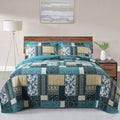 Quilts King Size Soft Cotton Quilt Bedding Set - Floral Dream Blue