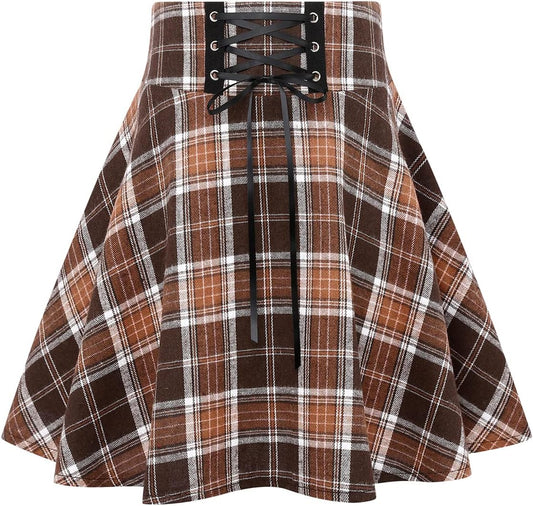 Gothic Plaid Mini Skirts for Women - High Waist Fashion Style