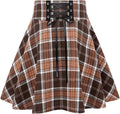 Gothic Plaid Mini Skirts for Women - High Waist Lace Up Skater