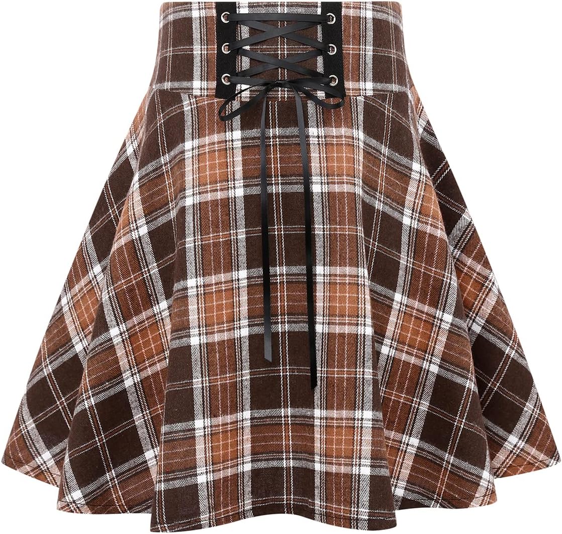 Gothic Plaid Mini Skirts for Women - High Waist Fashion Style