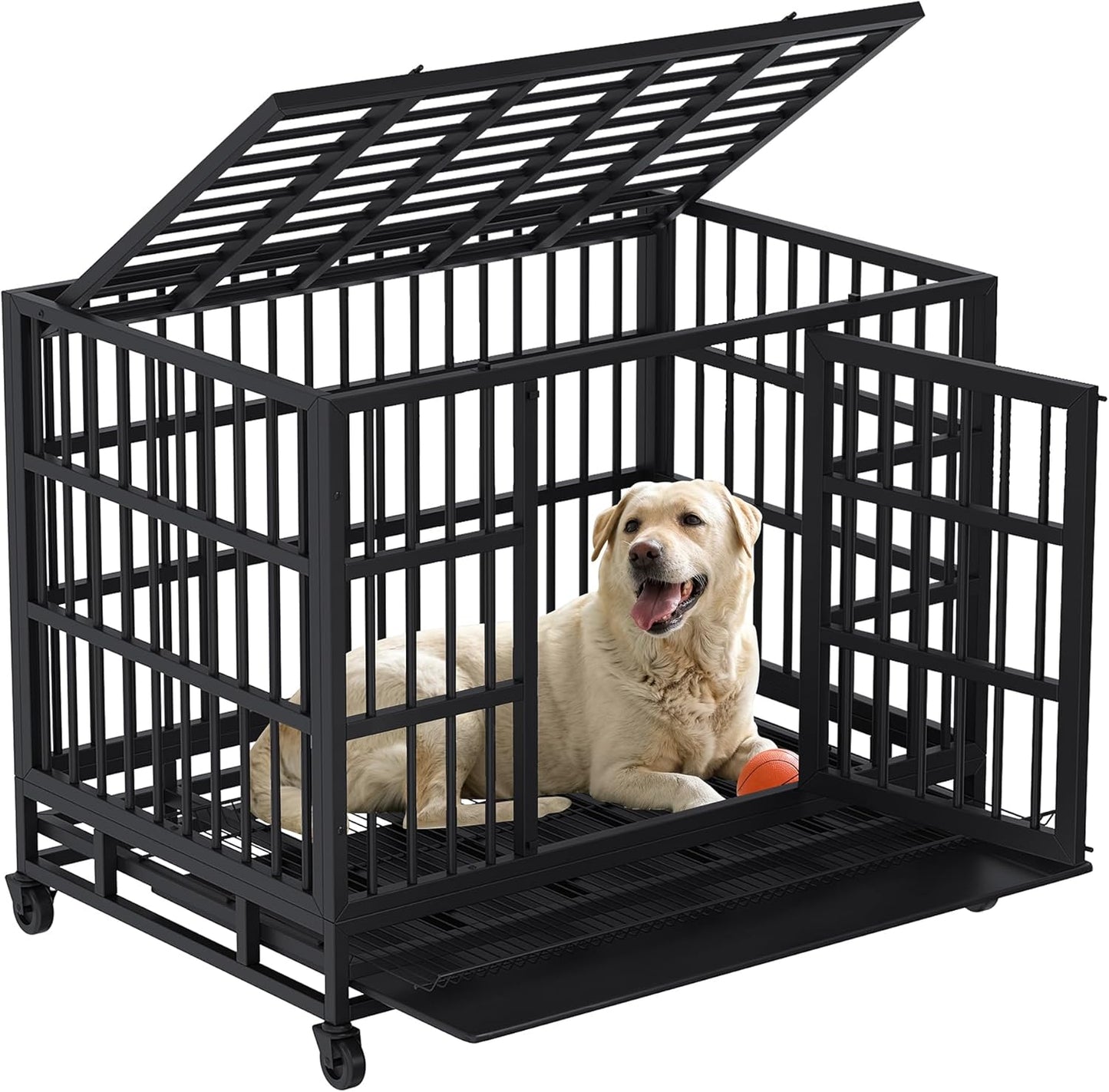 Indestructible Heavy Duty Dog Crate for Large Dogs, 48 in