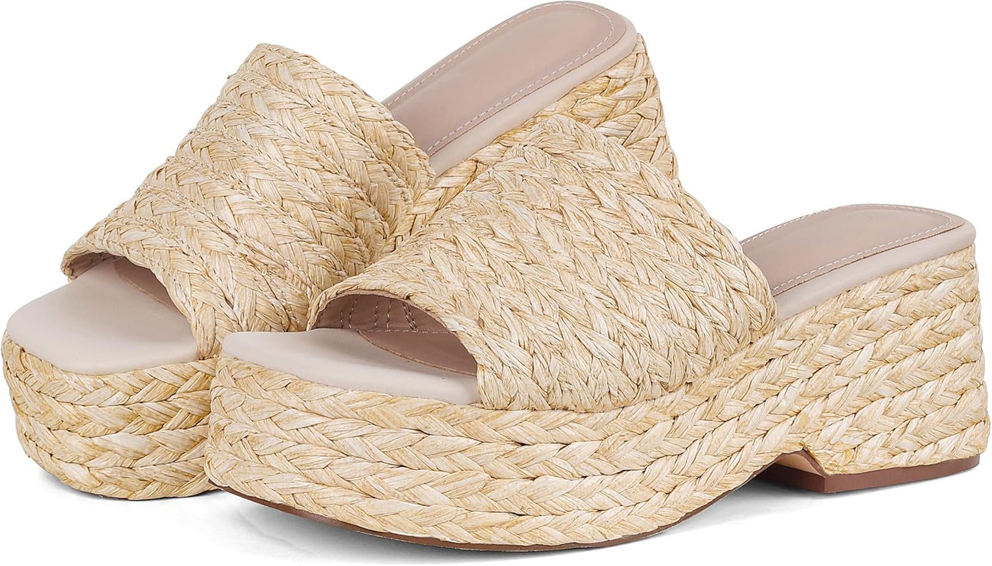 Platform Slip on Espadrille Sandals for Women Summer Wedges