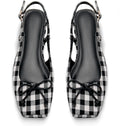 Women's Ballet Flats Slingbacks Square Toe Bow Satin - Dressy Comfort