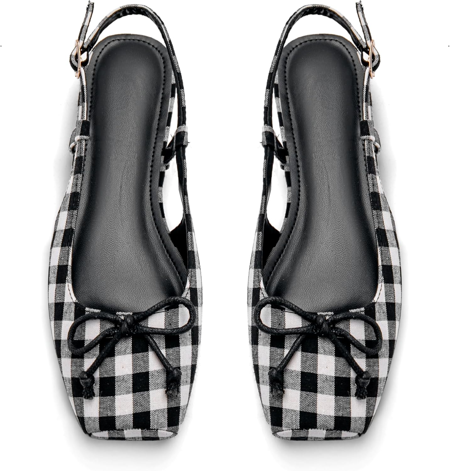 Women's Ballet Flats Slingbacks with Square Toe and Bow Design