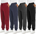 Boys' Fleece Sweatpants 4 Pack Athletic Jogger Pants with Pockets