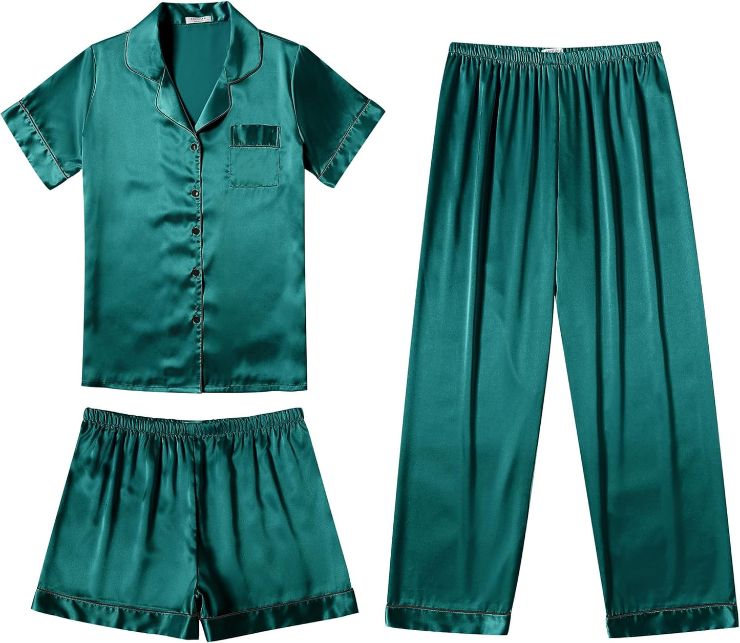 Ekouaer Silk Pajamas for Women Set Soft Satin Sleepwear