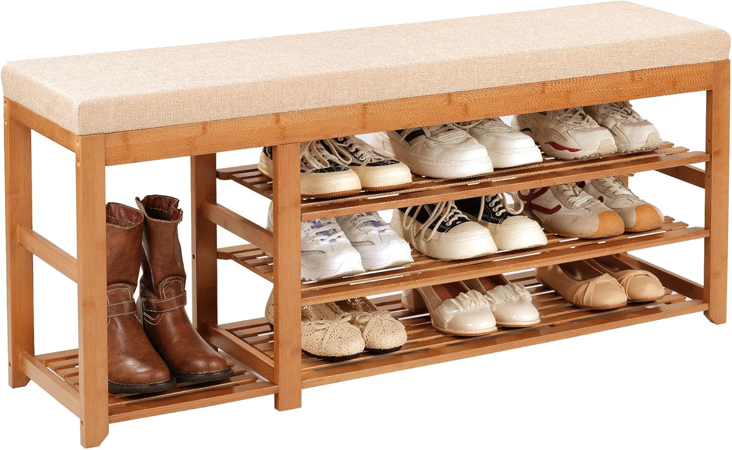 47.2 in Shoe Rack Bench with Cushion for Entryway Storage