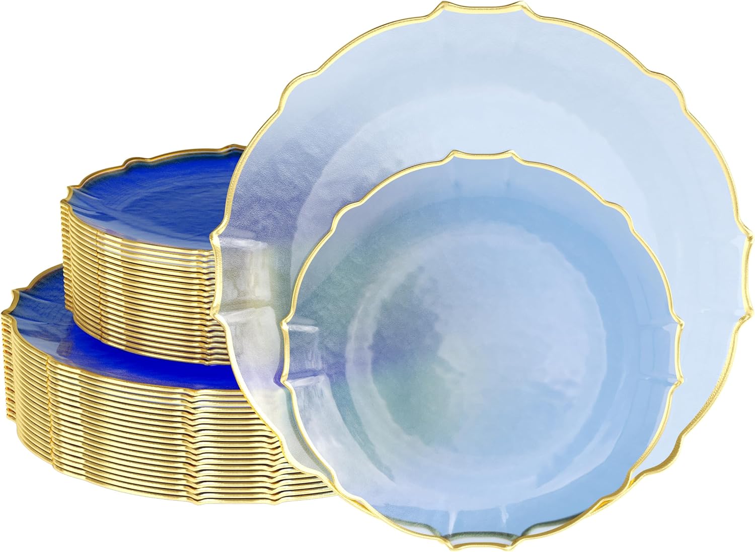 Exquisite Disposable Gold Rimmed Plastic Plates for Parties