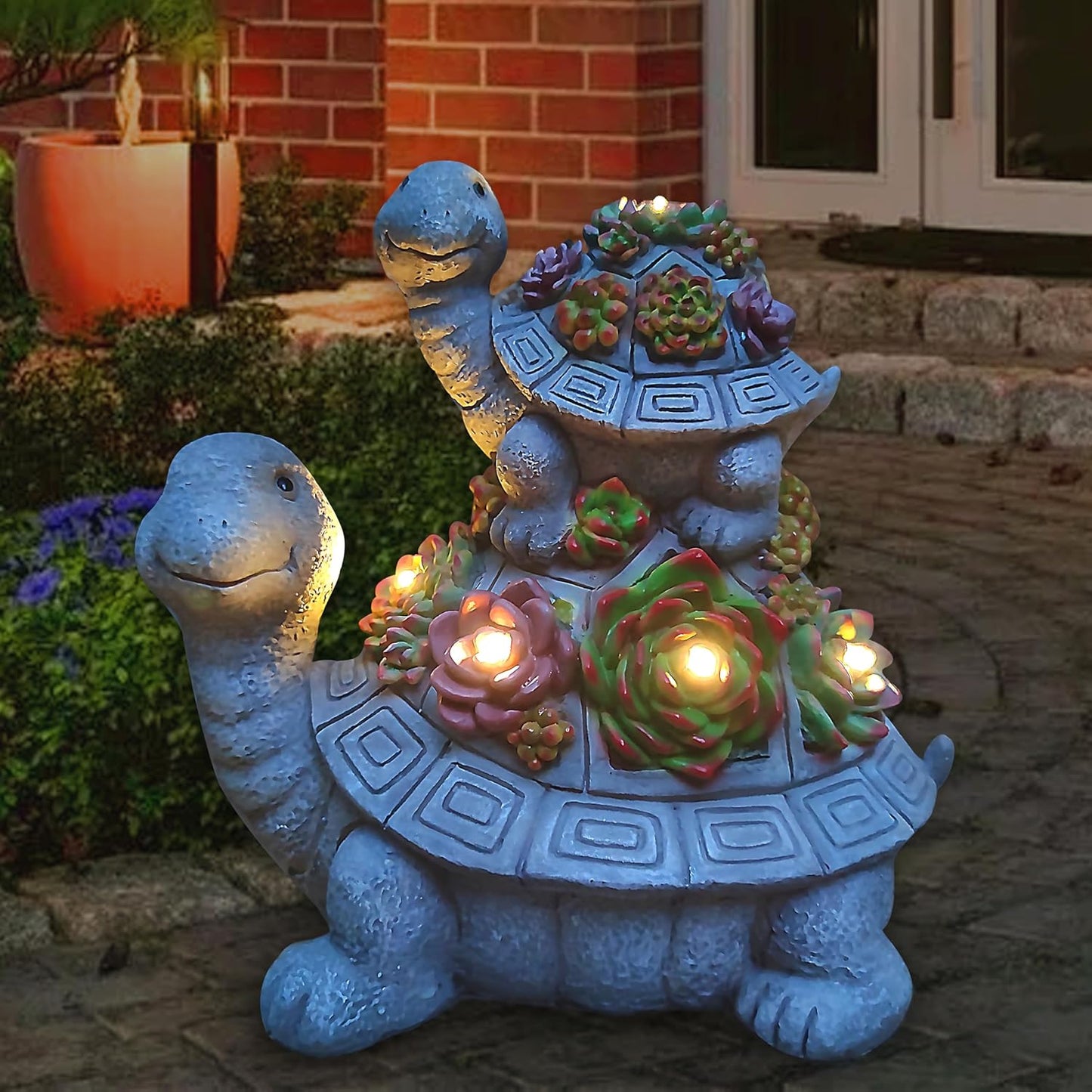 Large Turtle Solar Garden Statues with LED Lights for Outdoors