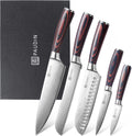 PAUDIN Kitchen Knife Set 5 Piece - Ultra Sharp Pakkawood Handle