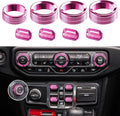 Pink 8PCS Metal Button Knob Cover for Jeep Wrangler JL & Gladiator JT