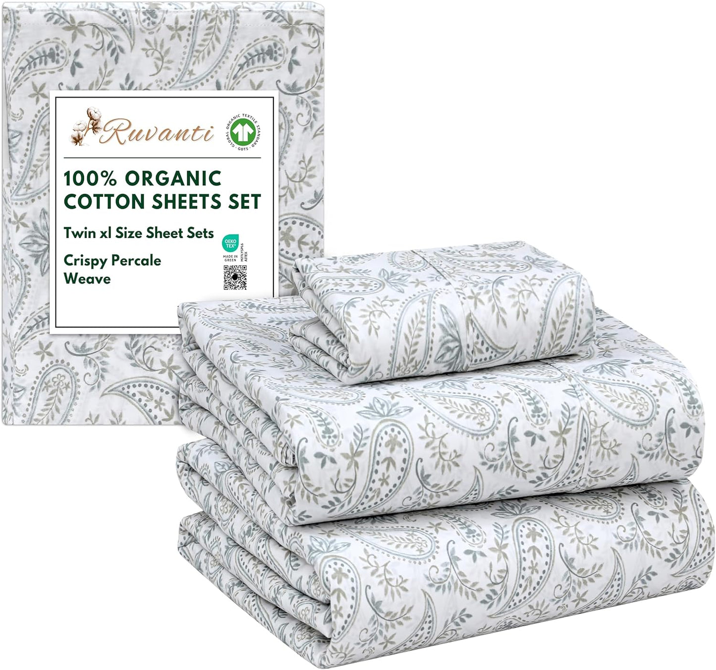 100% Organic Cotton Sheets Twin XL Set for Comfortable Sleep