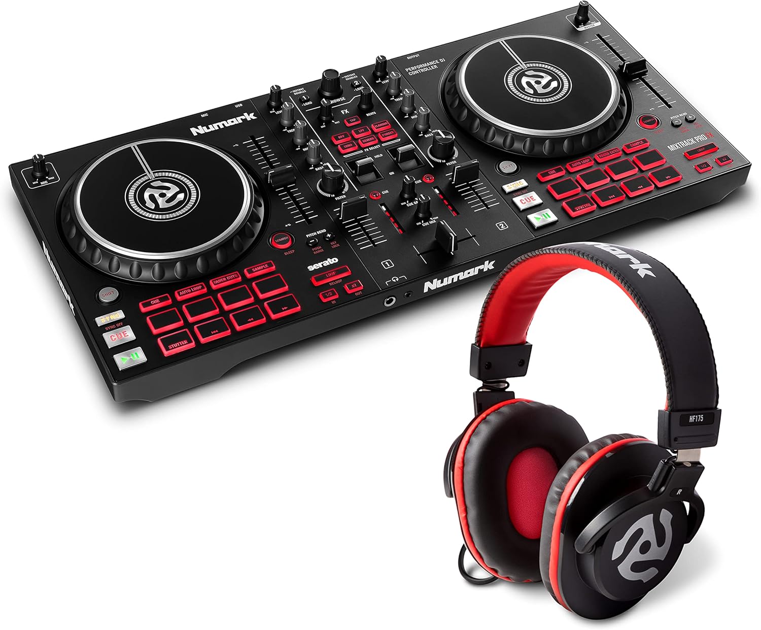 DJ Controller Bundle with Mixer, Audio Interface, and Headphones