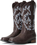 IUV Cowboy Boots For Women Square Toe Mid Calf - Retro-Modern Style