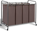 STORAGE MANIAC Laundry Sorter 4 Section - Large Capacity Rolling
