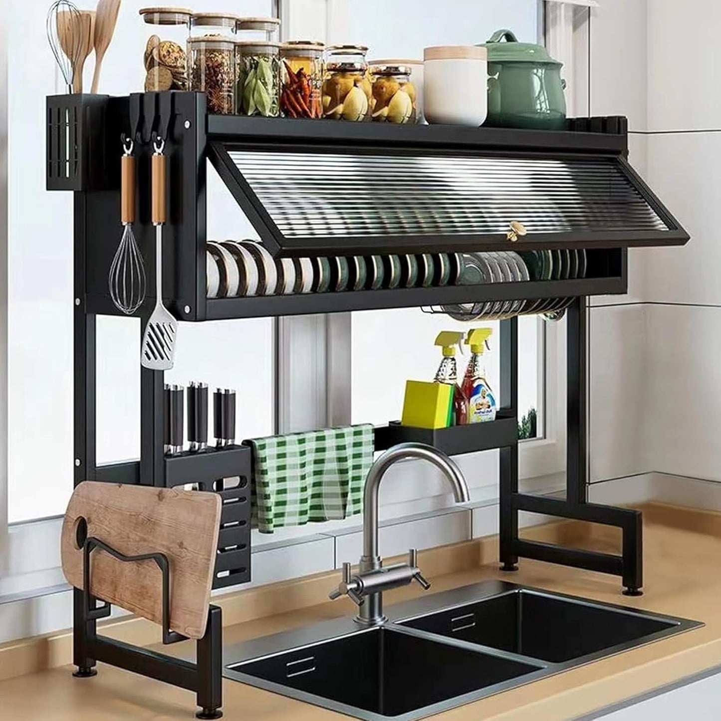ASIEIT 3-Tier Over Sink Dish Drying Rack for Small Kitchens