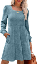 SAMPEEL Womens Square Neck Long Sleeve Fall Dress - Flattering is