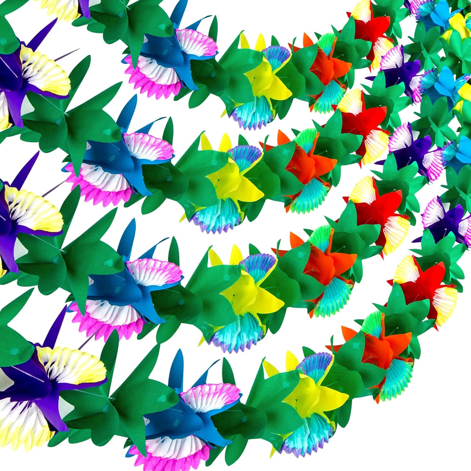 Vibrant Tropical Flower Garlands - Set of 4