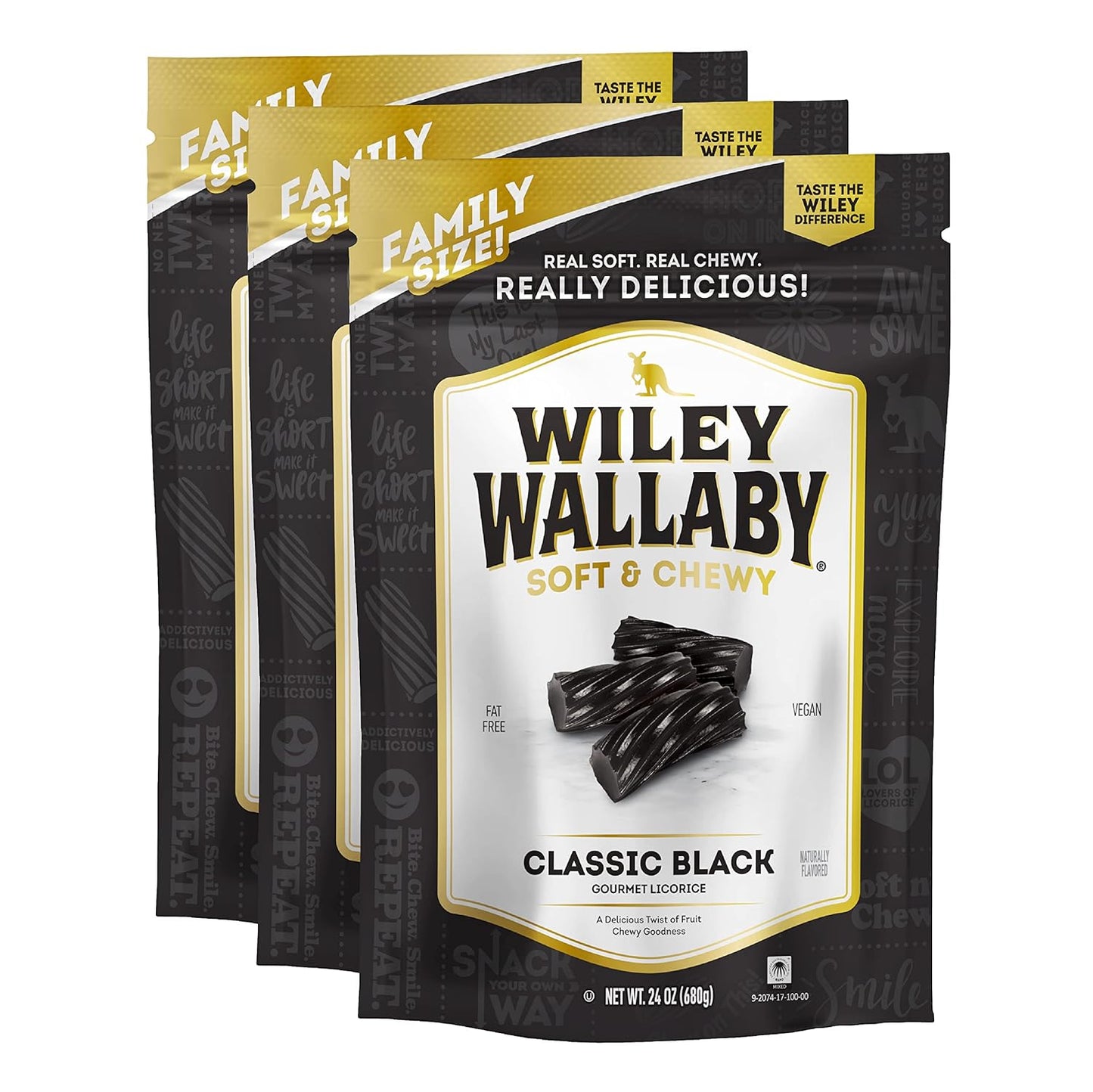 Wiley Wallaby Licorice Classic Gourmet Soft Chewy Candy 3 Pack