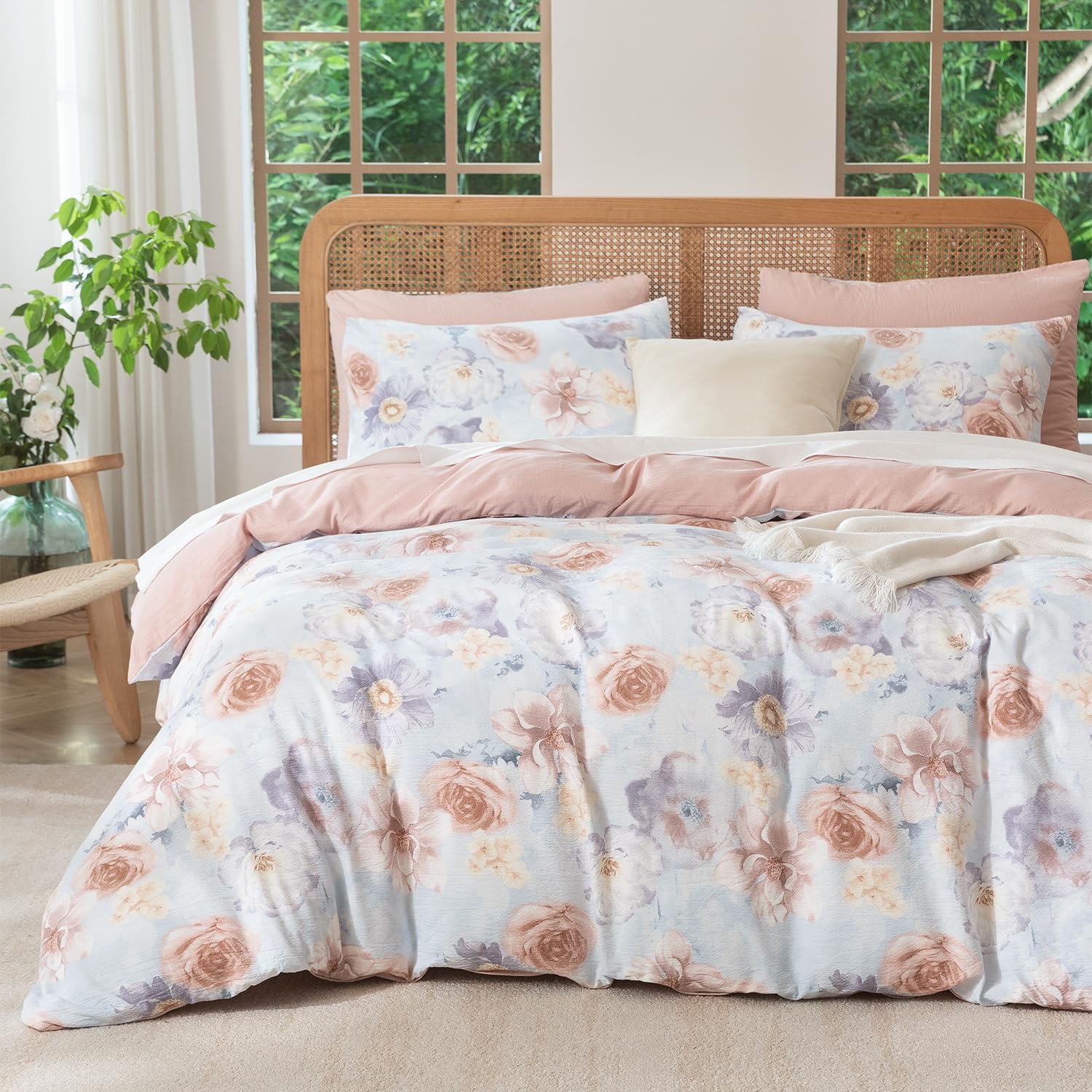 King Comforter Set Floral Soft Bedding for All Seasons