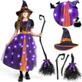 Light Up Witch Costume for Toddler Girls - LED Dress & Hat Set