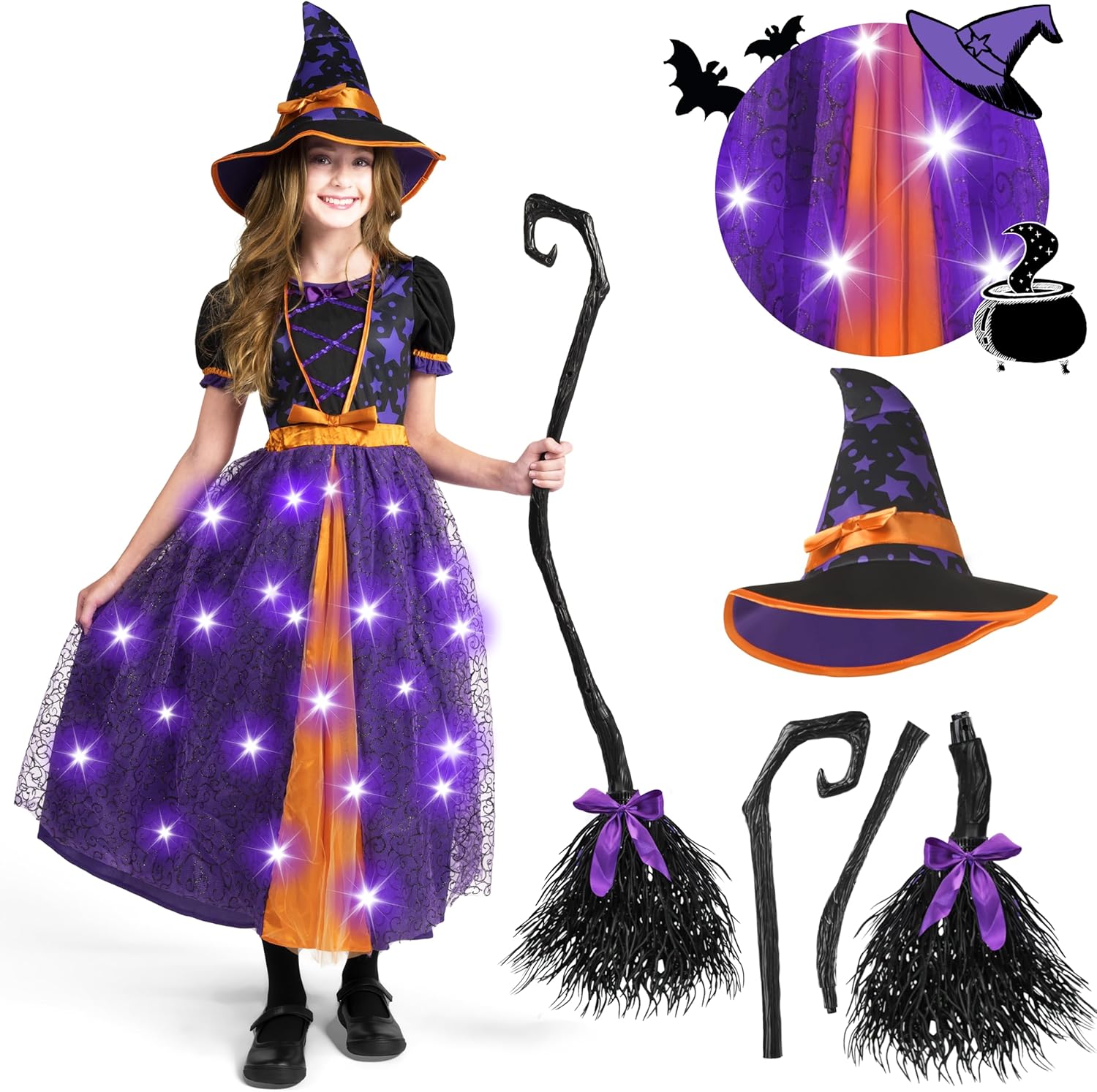 Light Up Witch Costume for Toddler Girls by Spooktacular Creations