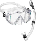 Panoramic Tempered Glass Snorkel Mask & Dry Snorkel Set - Clear Vision