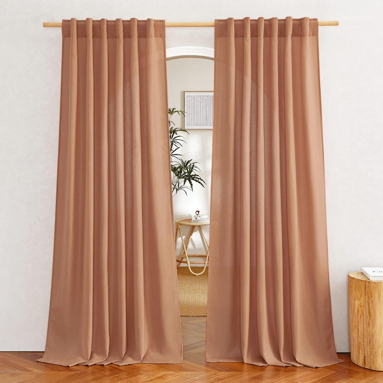 NICETOWN Burnt Orange Linen Curtains for Stylish Home Decor