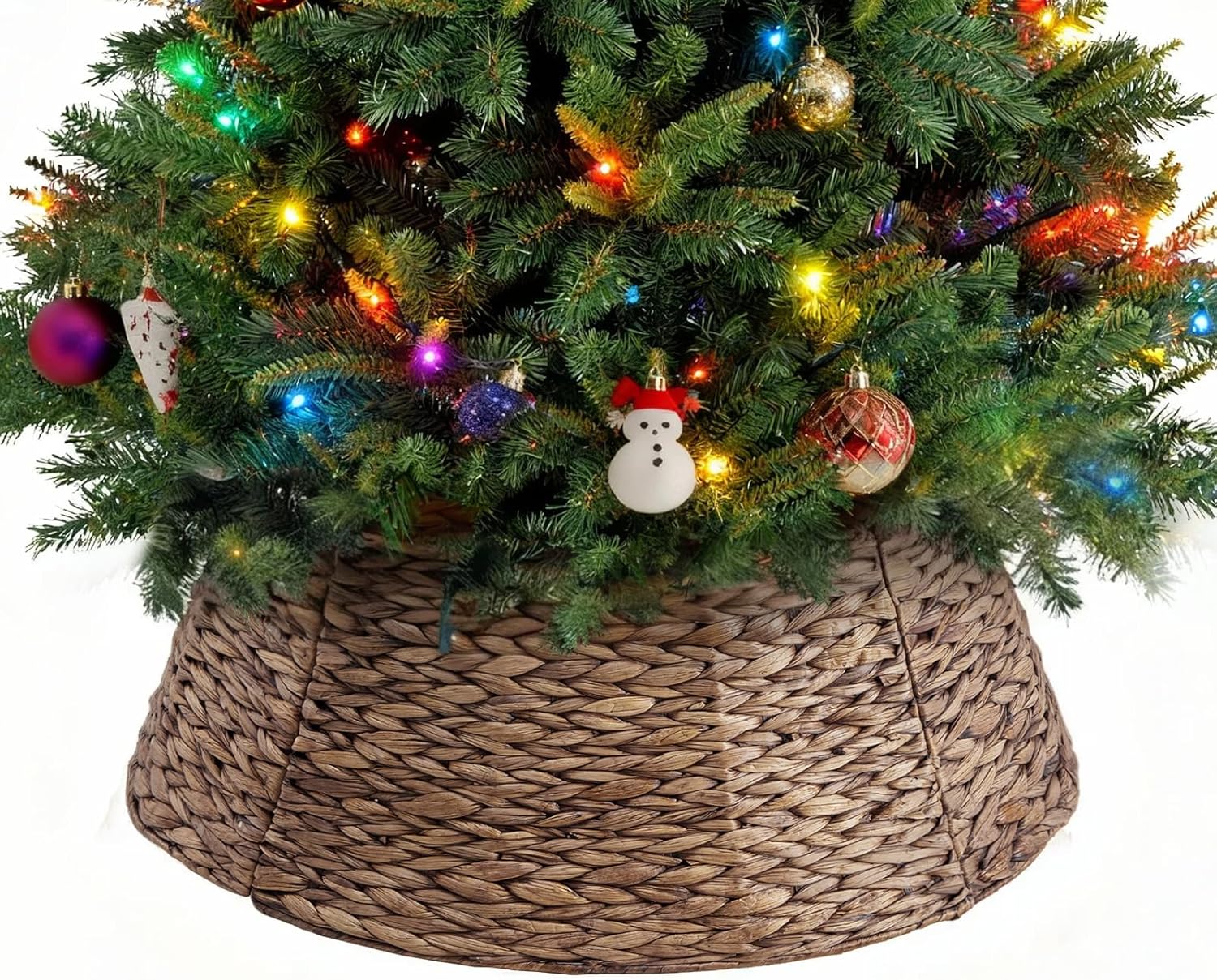 Elegant 24in Christmas Tree Collar for 4-7ft Trees, Brown