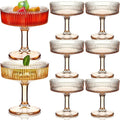 Ribbed Vintage Coupe Glasses 7 oz Martini Coupes - Set of 8